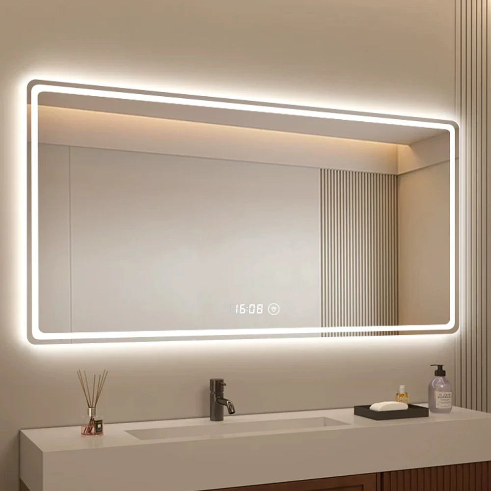 K3102B-S2 Mirror Single Touch Dimmer Switch, Stepless Dimming with Clock & Temperature Display